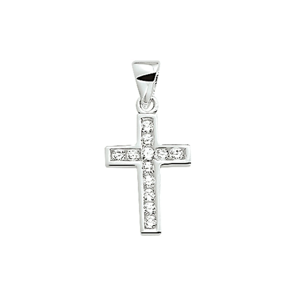Hanger kruis zirkonia zilver gerhodineerd