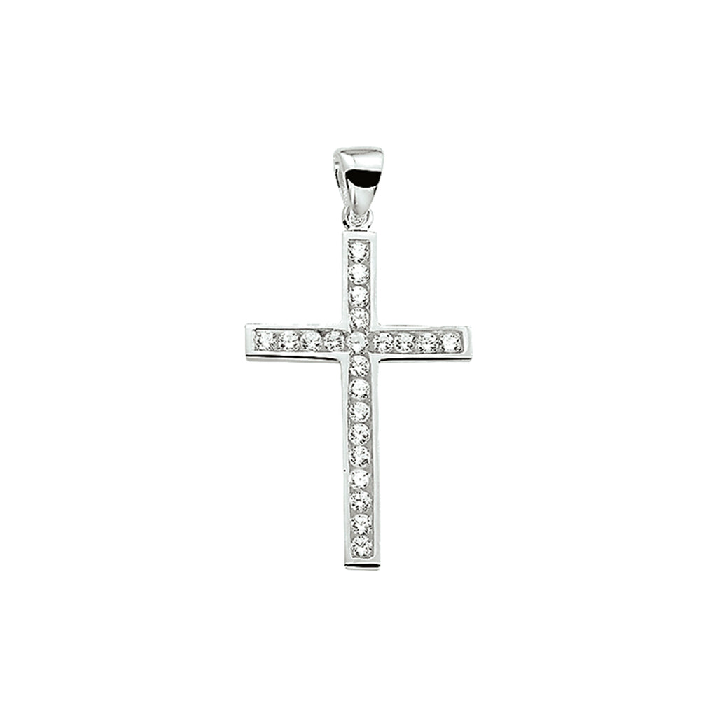 Hanger kruis zirkonia zilver gerhodineerd