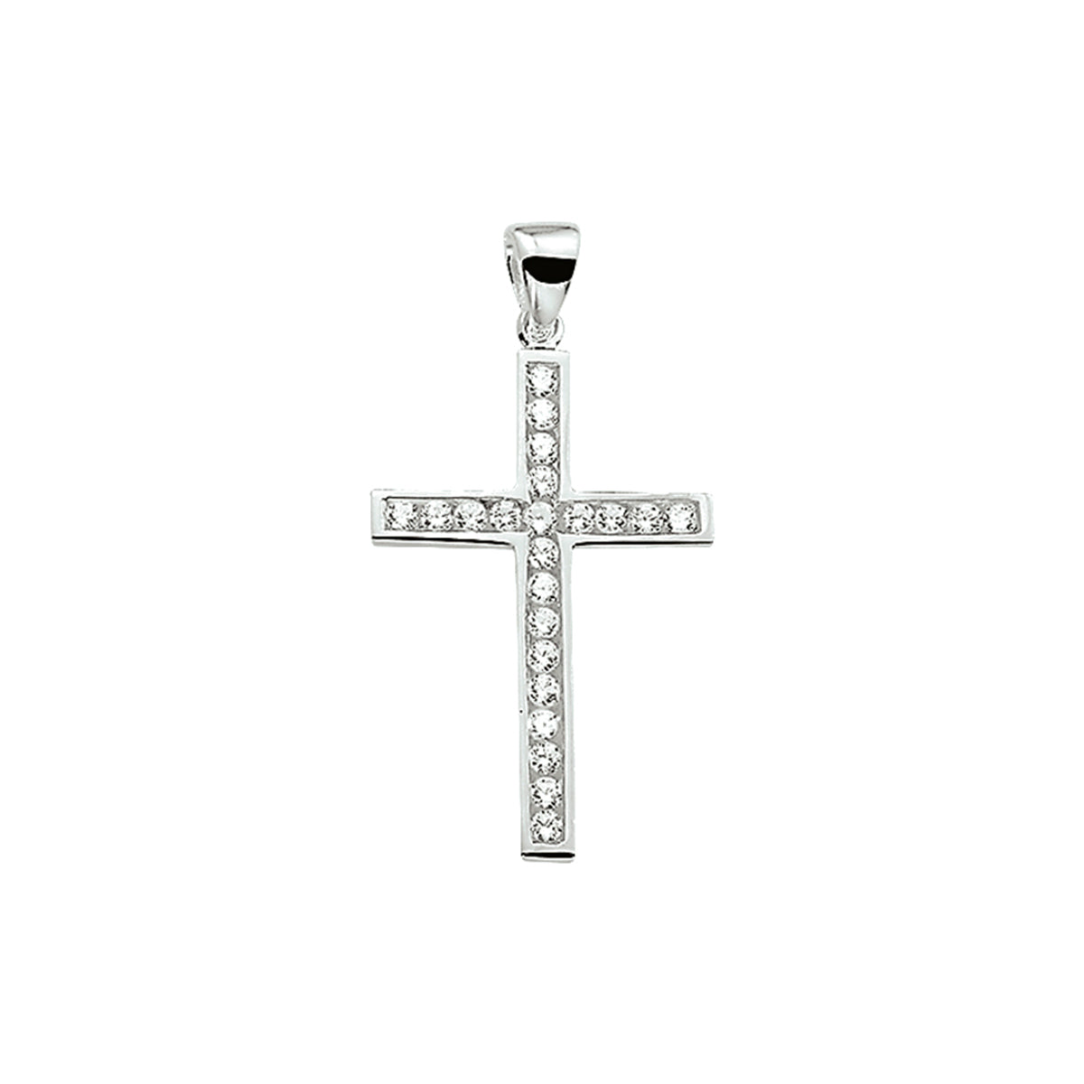 Hanger kruis zirkonia zilver gerhodineerd