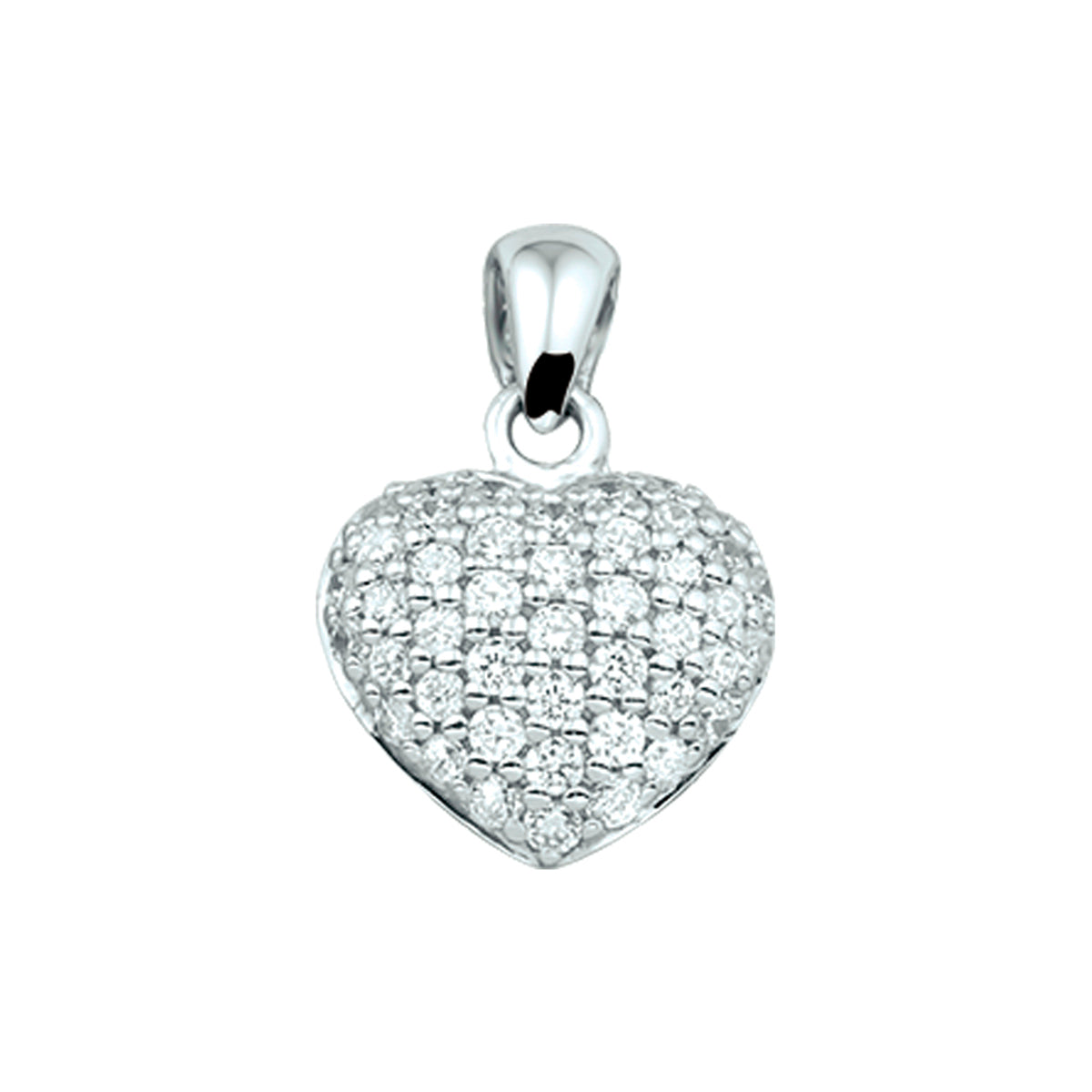 Hanger hart zirkonia zilver gerhodineerd