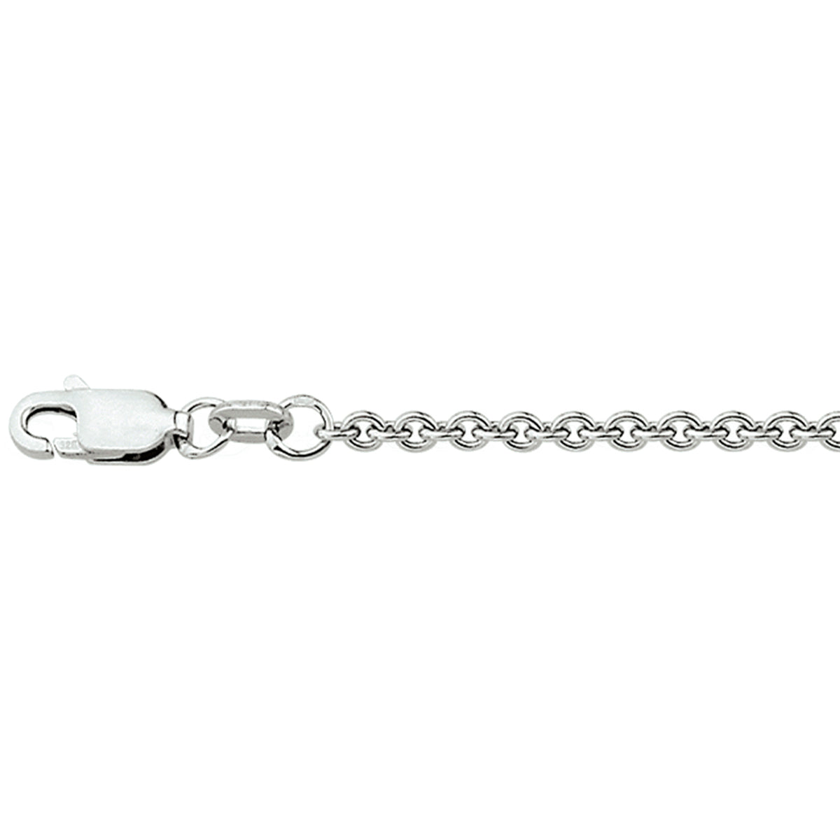 Collier anker rond 2,3 mm zilver gerhodineerd
