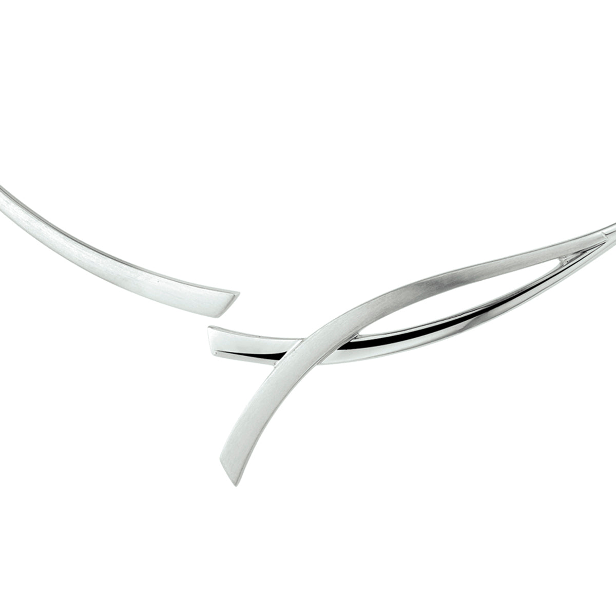 Collier spang poli/mat 42 cm zilver gerhodineerd