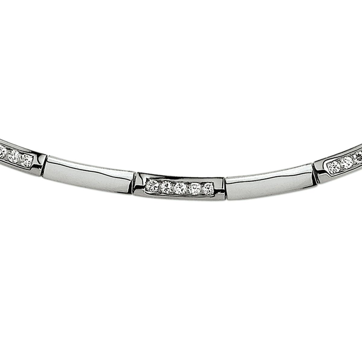 Collier zirkonia 4,0 mm 42 + 3 cm zilver gerhodineerd