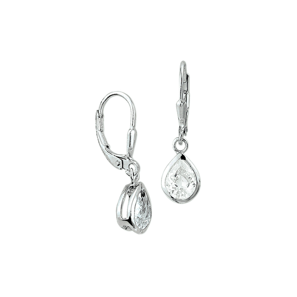 Oorhangers zirkonia brisur haak zilver gerhodineerd