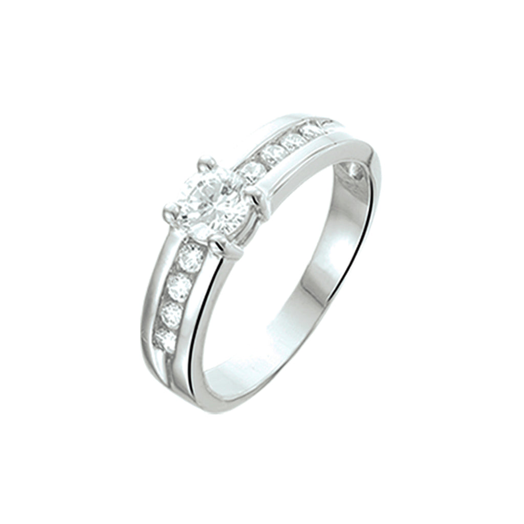 Ring zirkonia zilver gerhodineerd