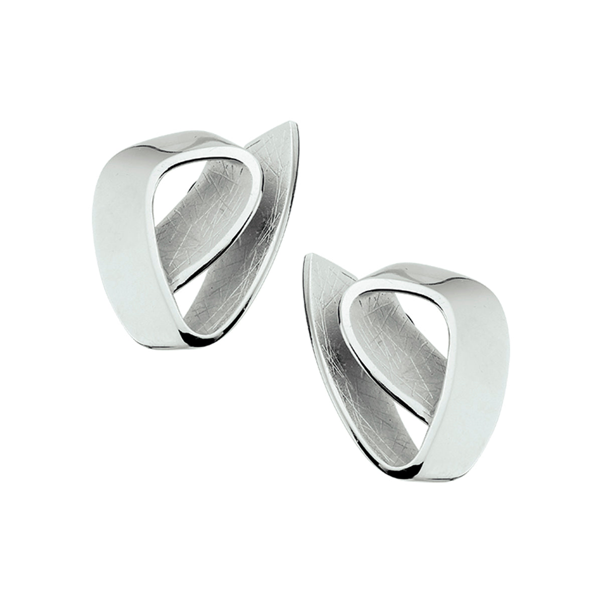 Oorknoppen gescratcht zilver gerhodineerd