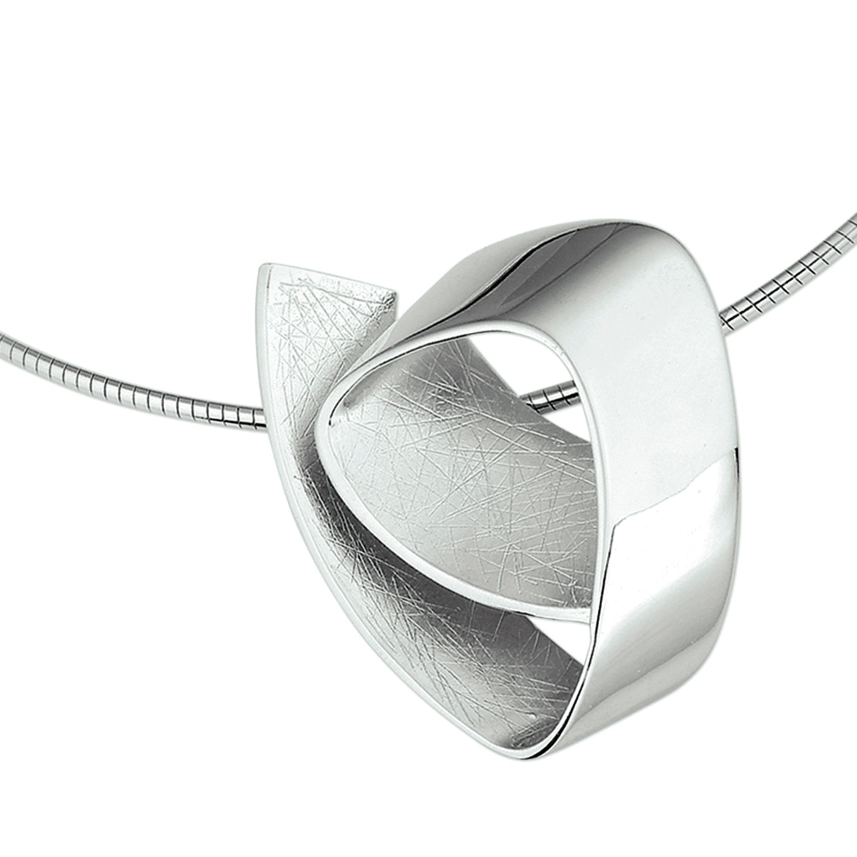 Collier gescratcht 42 + 3 cm zilver gerhodineerd