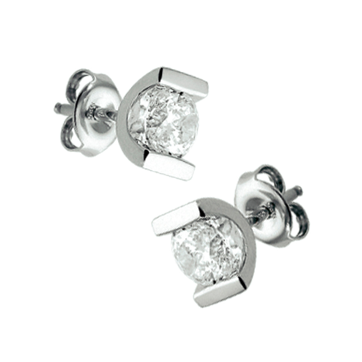 Oorknoppen zirkonia 5 mm zilver gerhodineerd