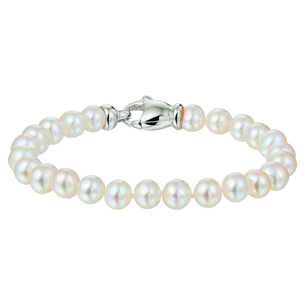Armband parel 7,0 mm zilver gerhodineerd
