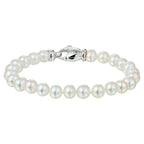 Armband parel 7,0 mm zilver gerhodineerd