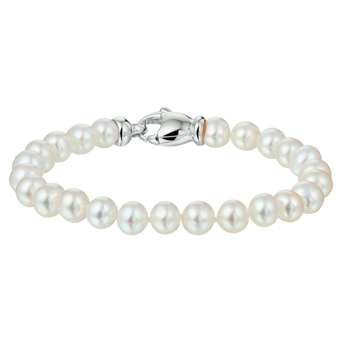 Armband parel 7,0 mm zilver gerhodineerd