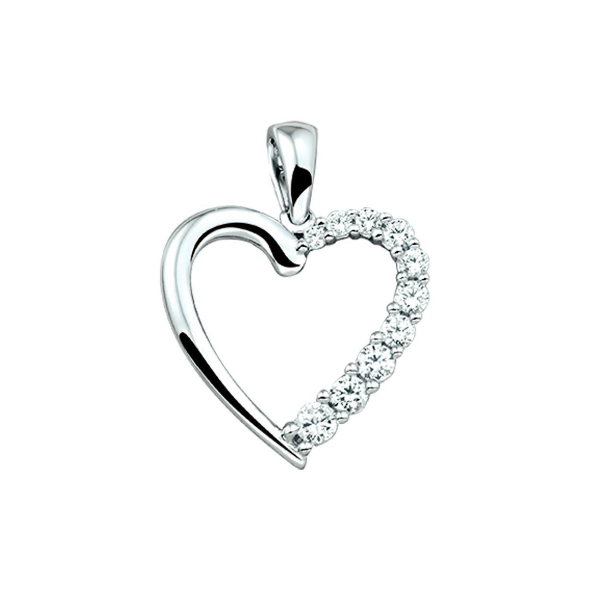 Hanger hart zirkonia zilver gerhodineerd