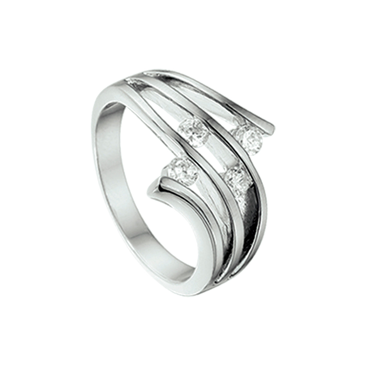 Ring zirkonia zilver gerhodineerd