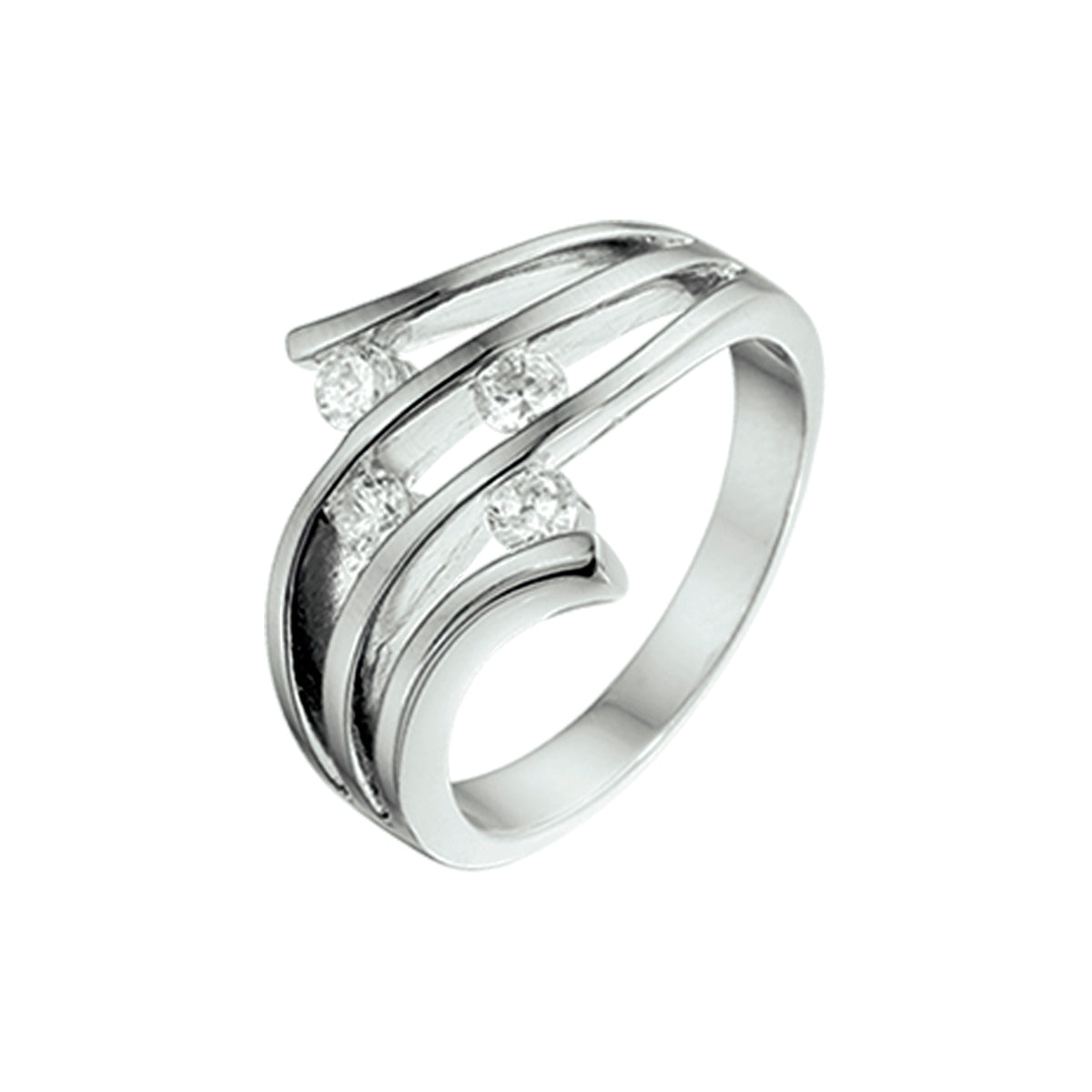Ring zirkonia zilver gerhodineerd