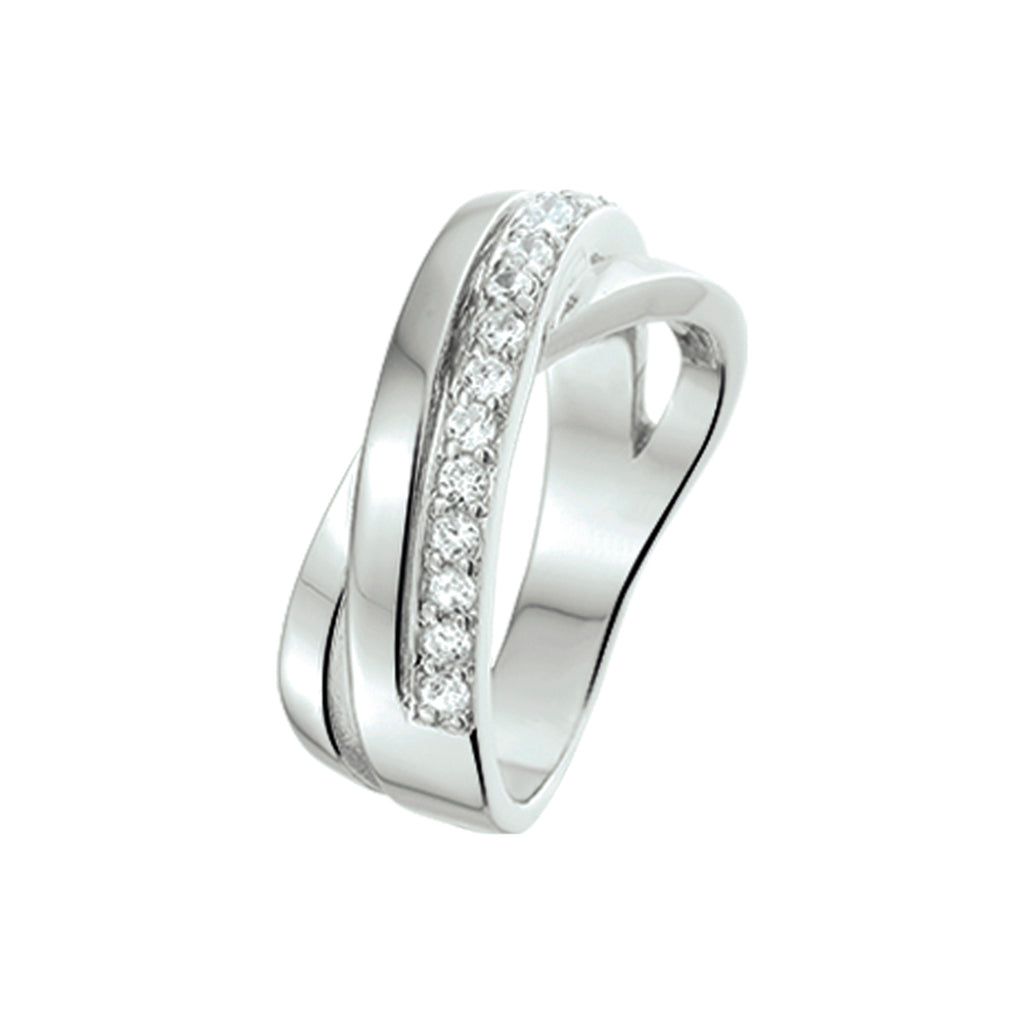 Ring zirkonia zilver gerhodineerd
