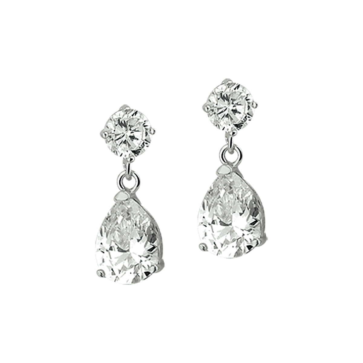 Oorhangers zirkonia zilver gerhodineerd