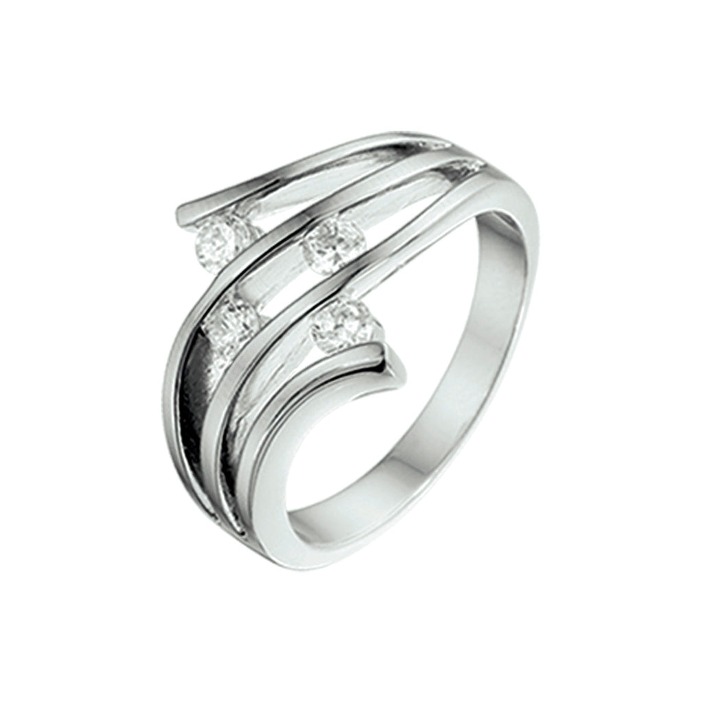 Ring zirkonia zilver gerhodineerd