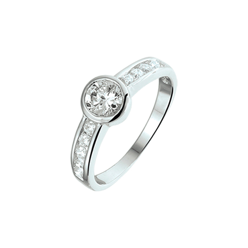 Ring zirkonia zilver gerhodineerd