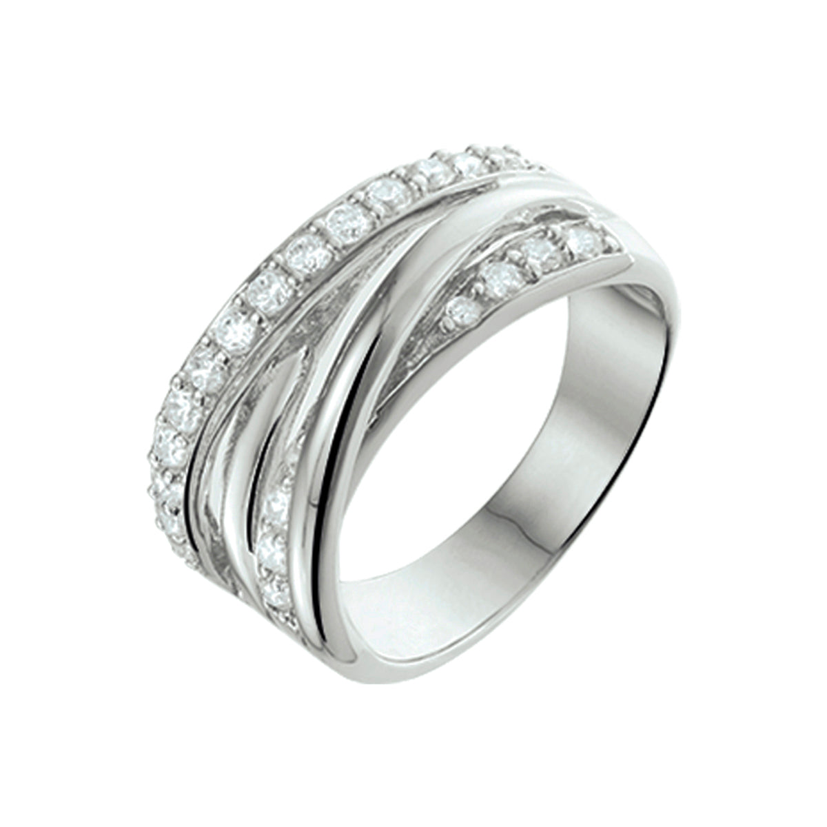 Ring zirkonia zilver gerhodineerd