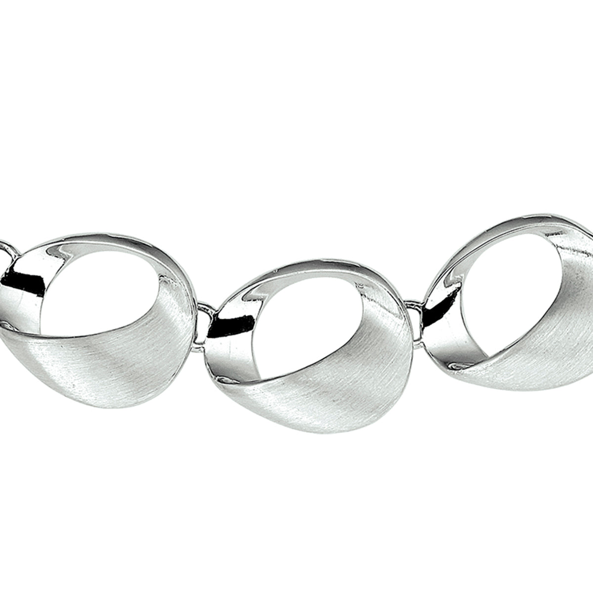 Collier poli/mat 18 mm 42 + 3 cm zilver gerhodineerd