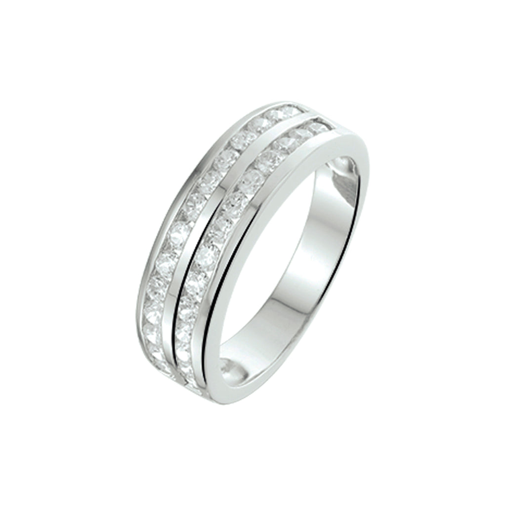 Ring zirkonia zilver gerhodineerd