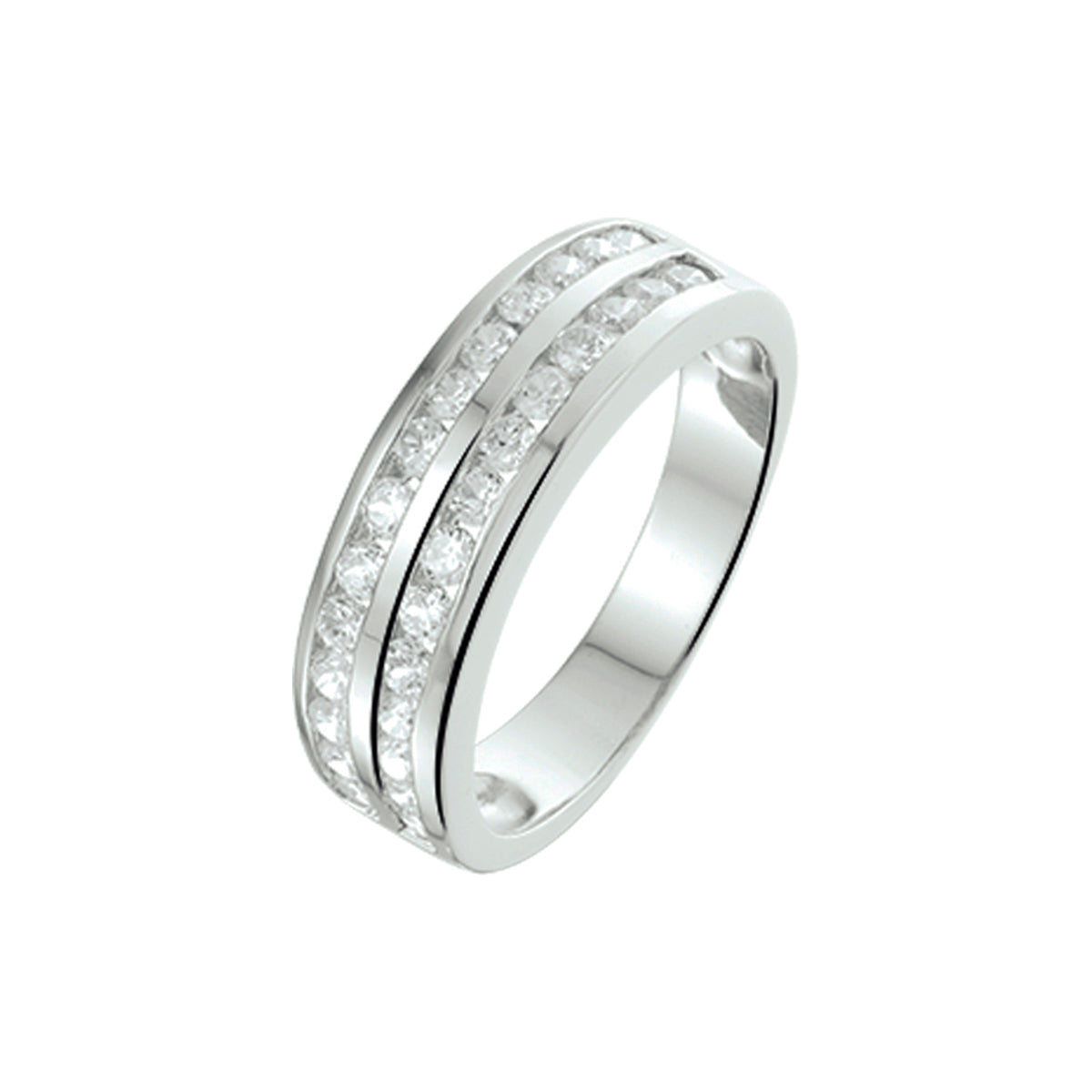 Ring zirkonia zilver gerhodineerd