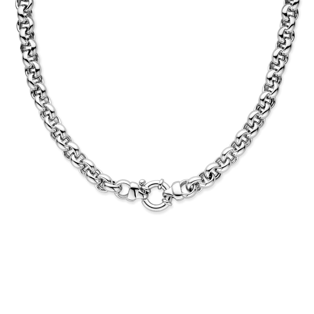 Collier jasseron 10 mm met groot springslot zilver gerhodineerd