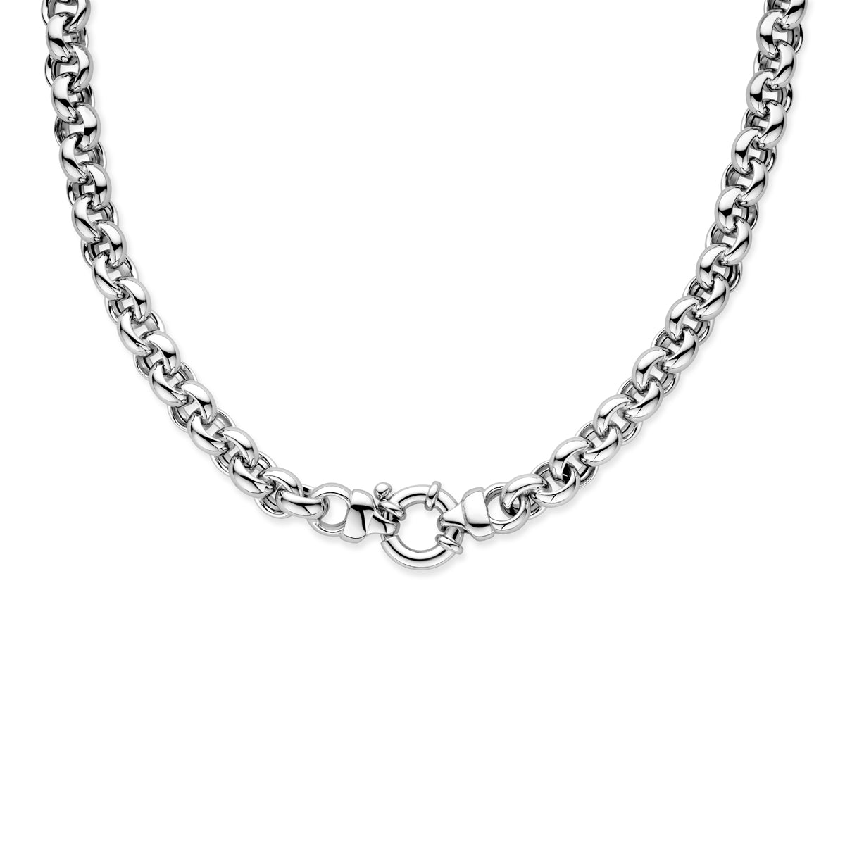 Collier jasseron 10 mm met groot springslot zilver gerhodineerd