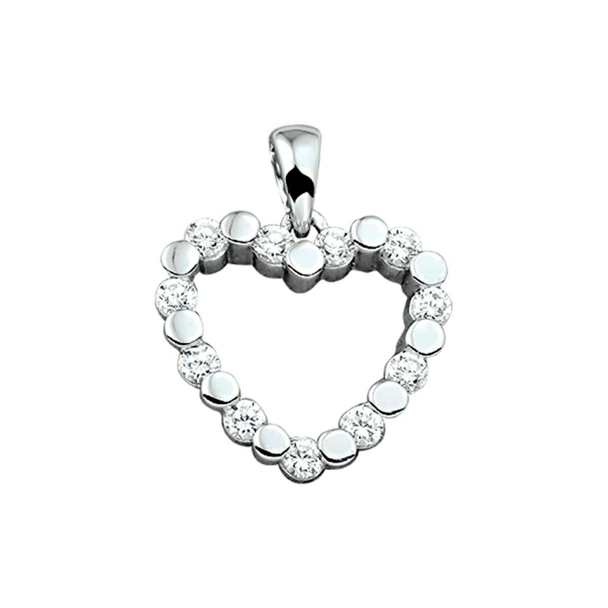 Hanger hart zirkonia zilver gerhodineerd