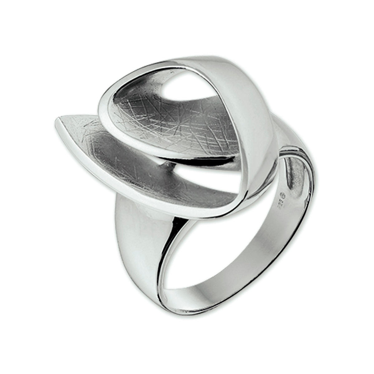 Ring gescratcht zilver gerhodineerd