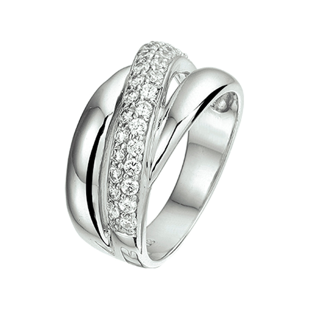 Ring zirkonia zilver gerhodineerd