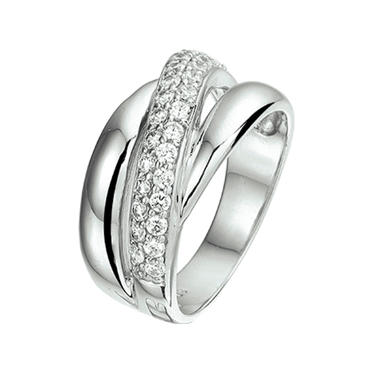 Ring zirkonia zilver gerhodineerd
