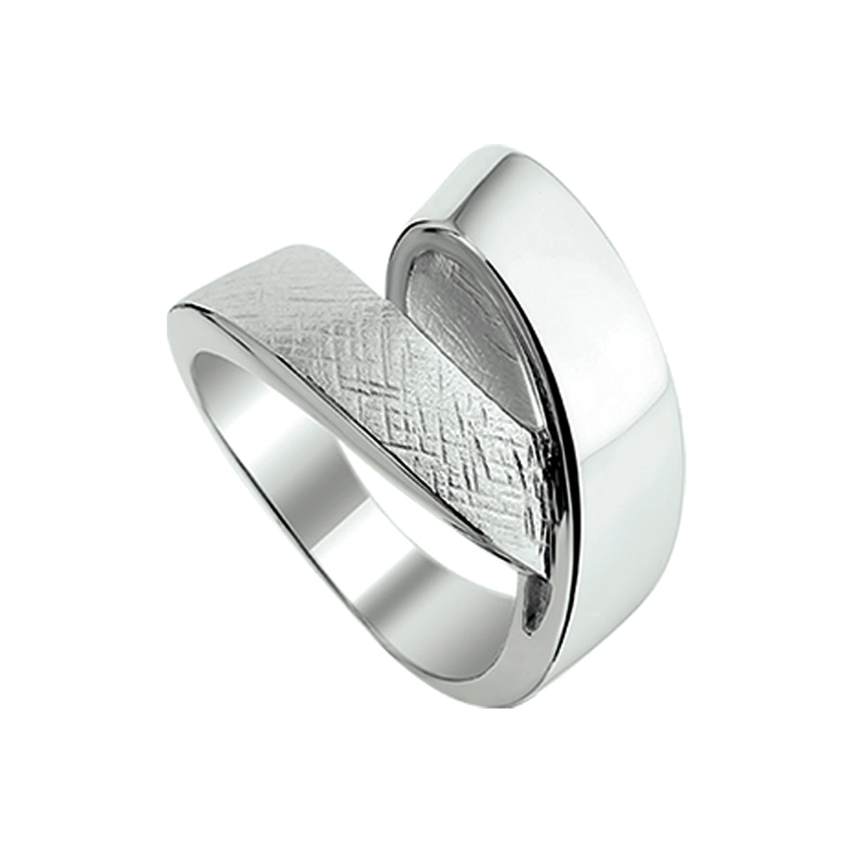 Ring gescratcht zilver gerhodineerd