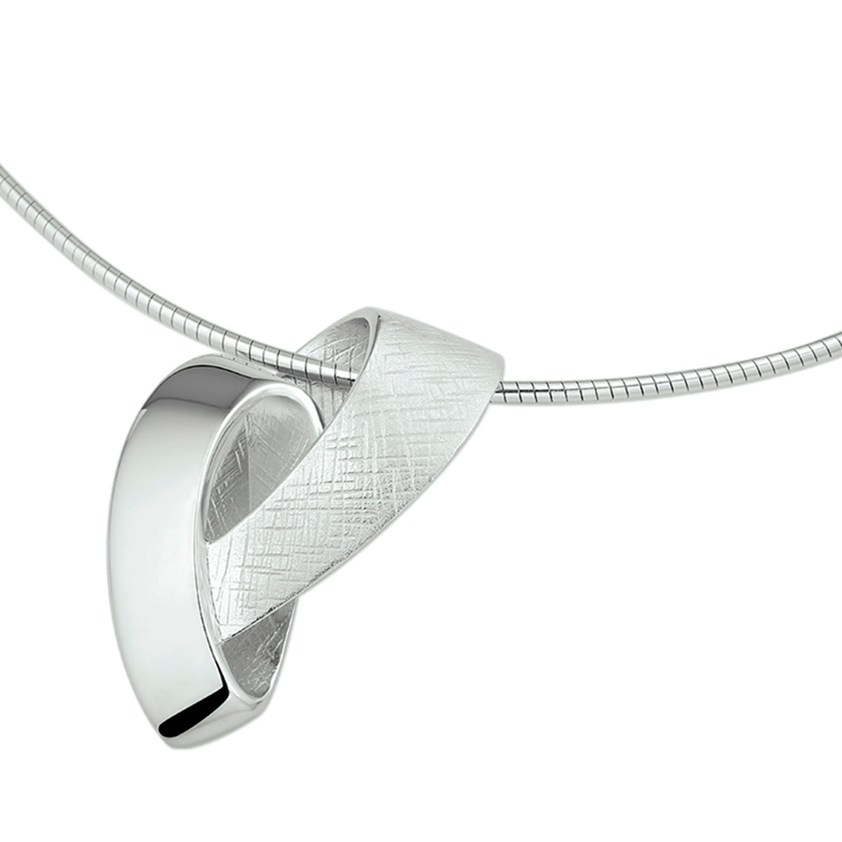 Collier gescratcht 42 + 3 cm zilver gerhodineerd