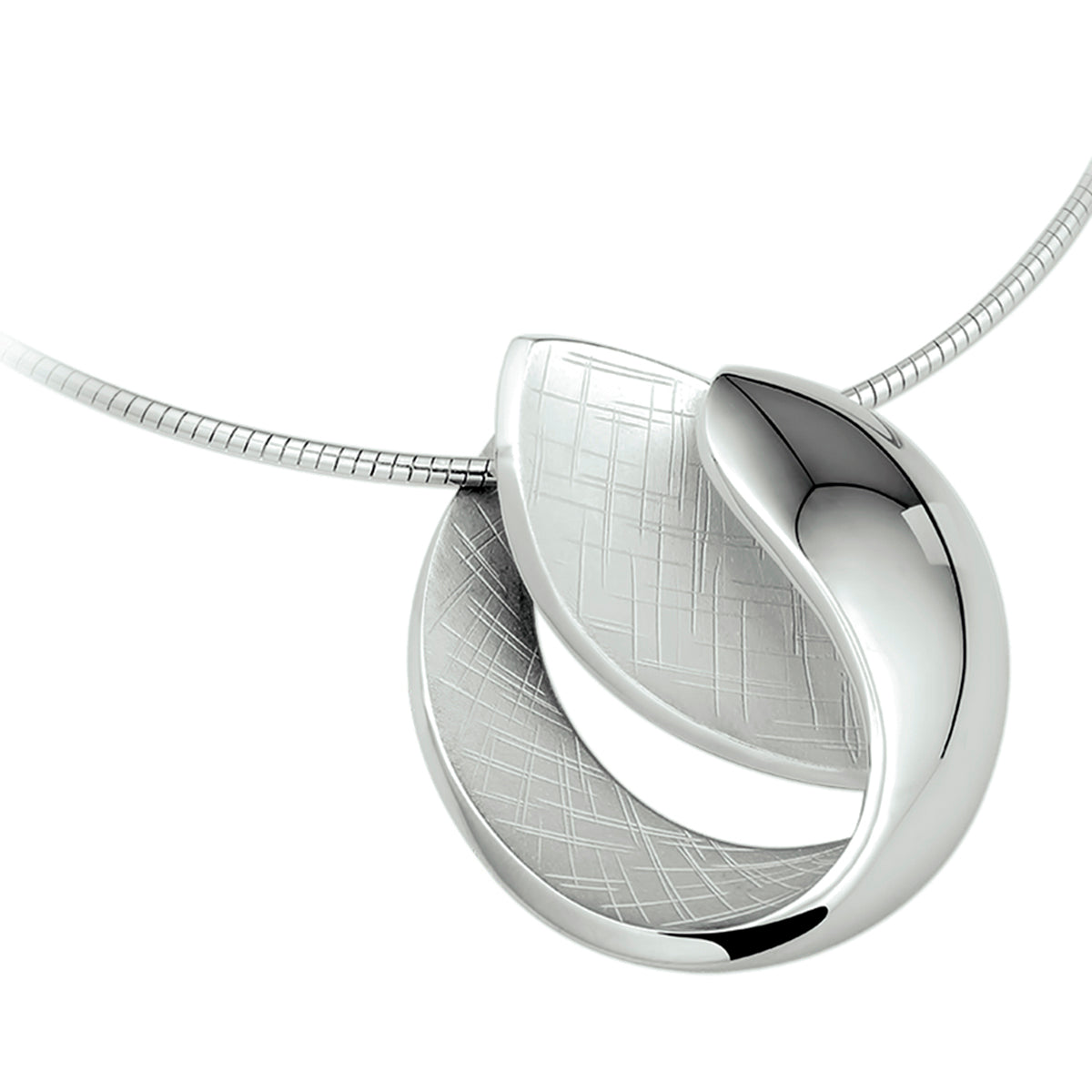 Collier gescratcht 42 + 3 cm zilver gerhodineerd