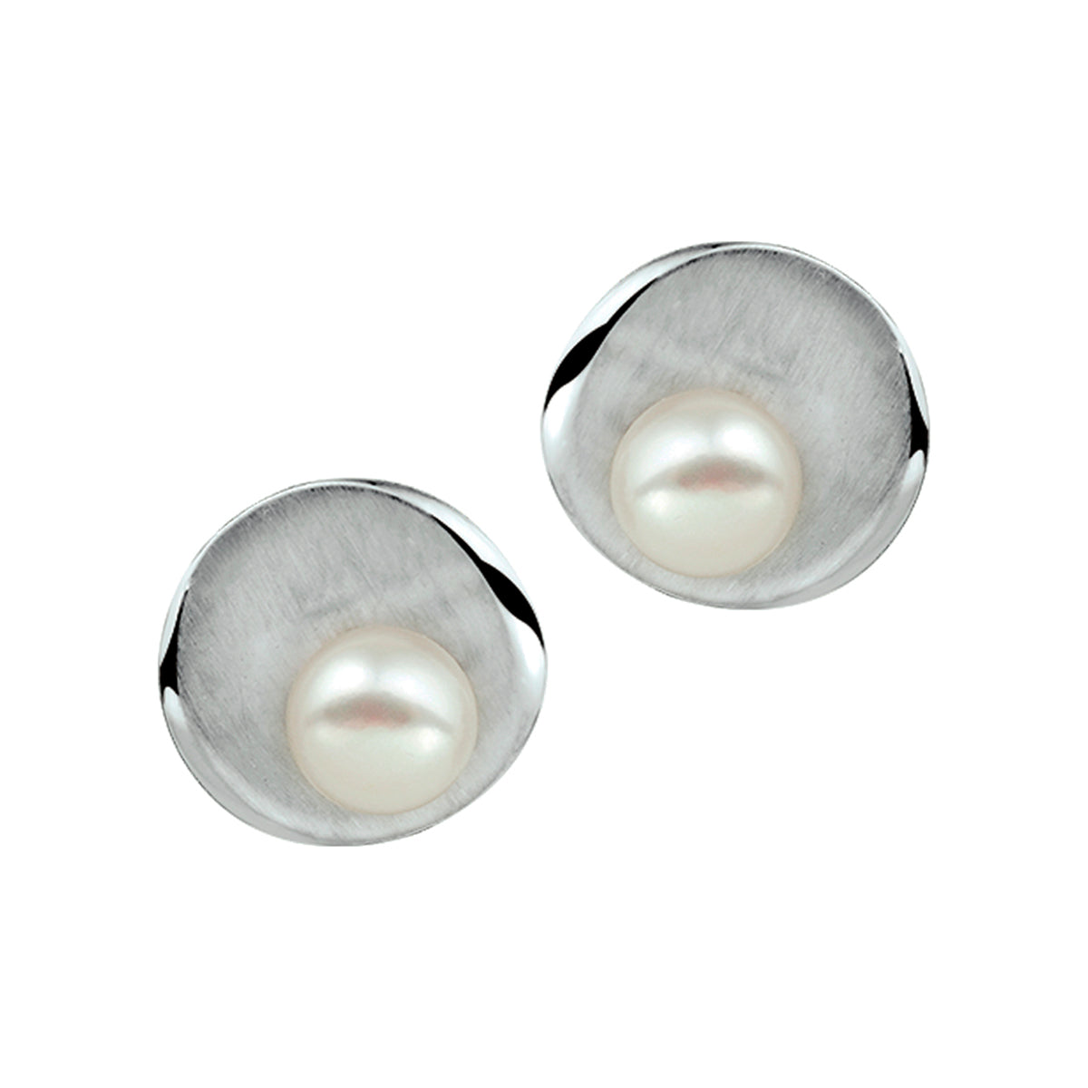 Oorknoppen parel poli/mat zilver gerhodineerd