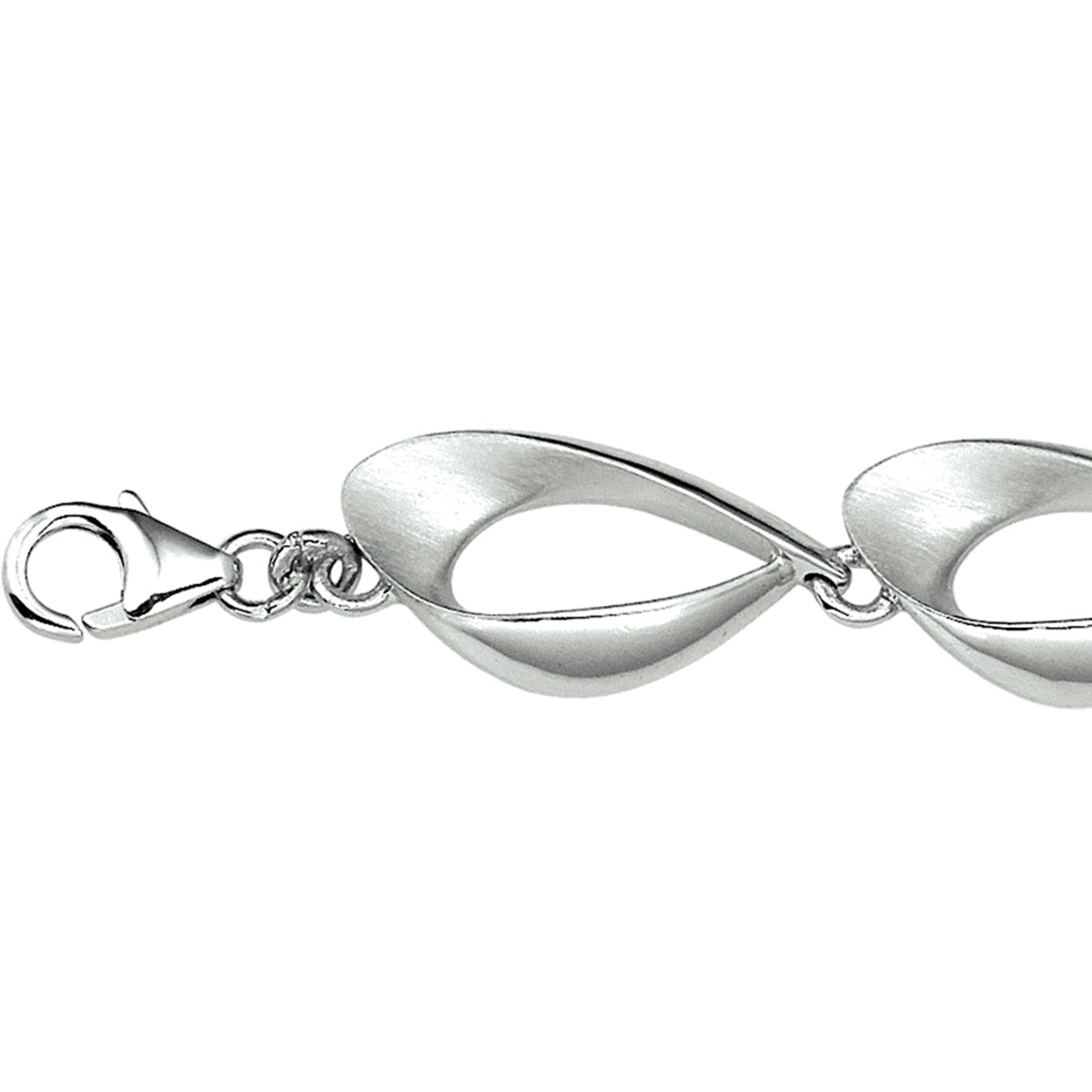 Armband poli/mat 11,5 mm 19 cm zilver gerhodineerd