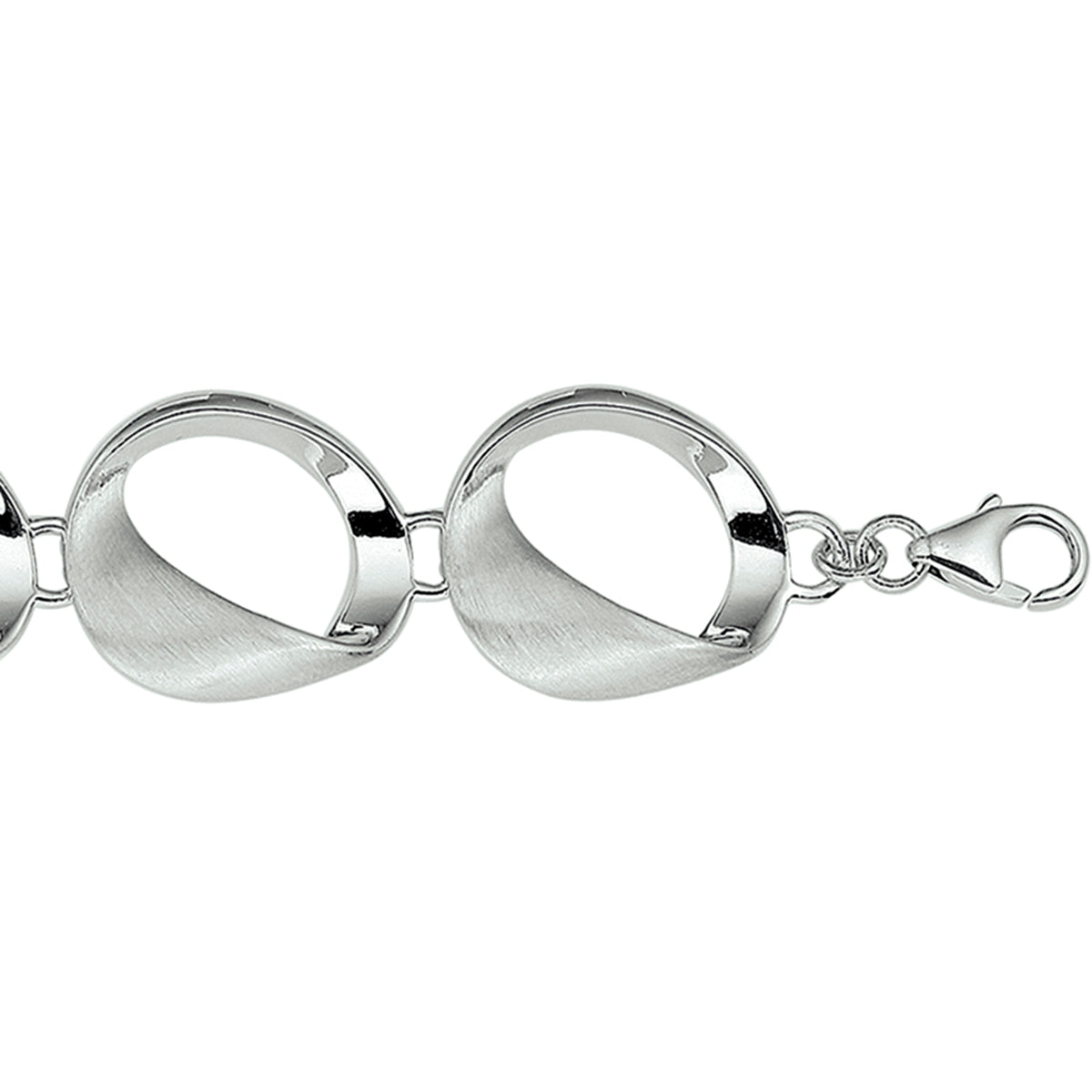 Armband poli/mat 17,5 mm 20 cm zilver gerhodineerd