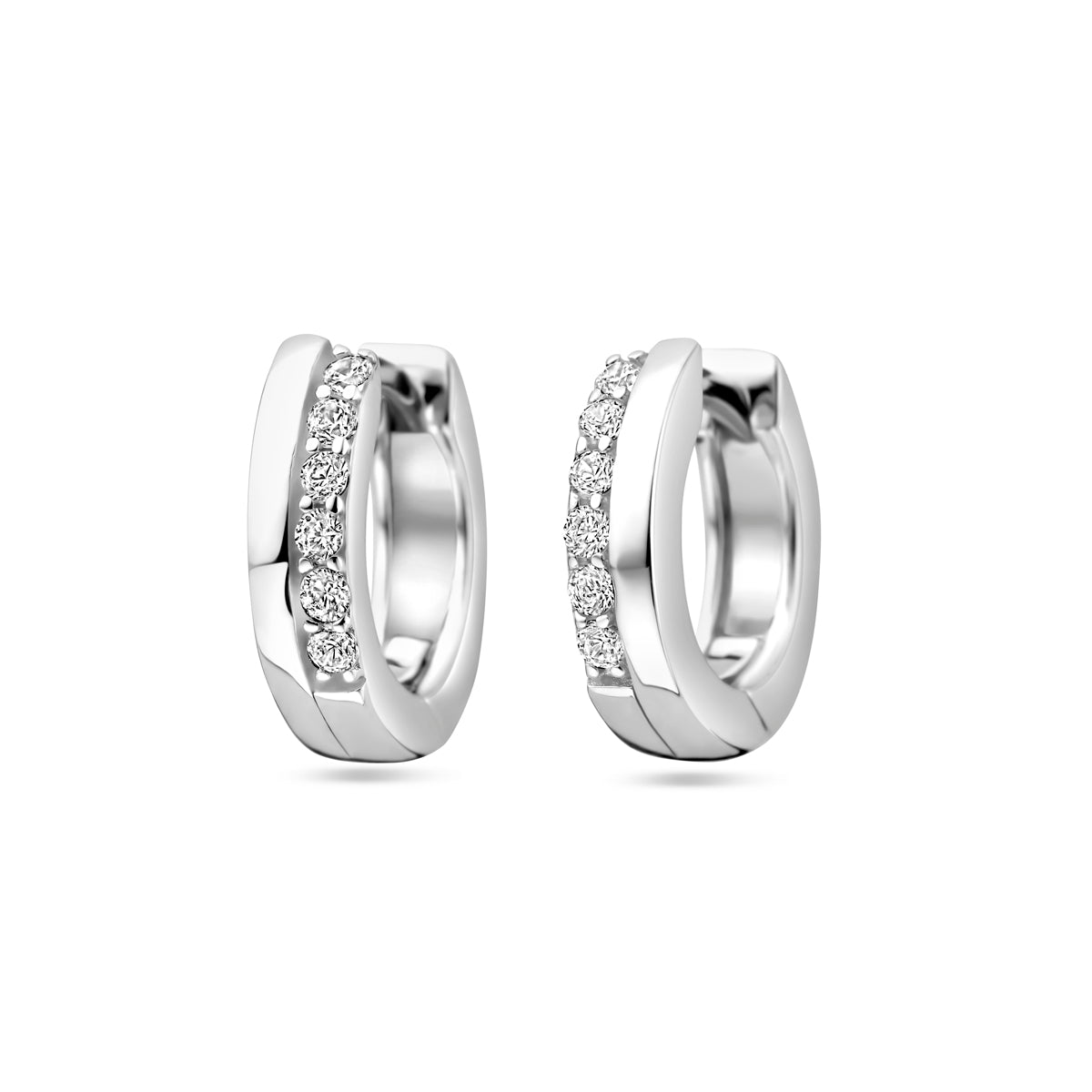Klapoorringen zirkonia zilver gerhodineerd