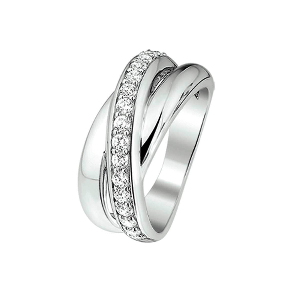 Ring zirkonia zilver gerhodineerd