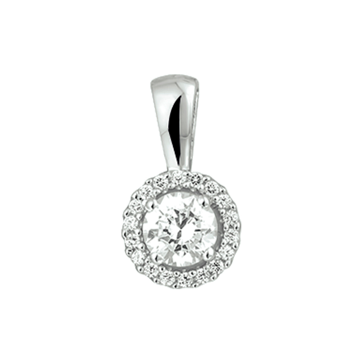 Hanger zirkonia halo zilver gerhodineerd