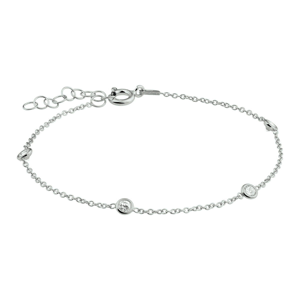 Armband zirkonia 17 + 2,5 cm zilver gerhodineerd