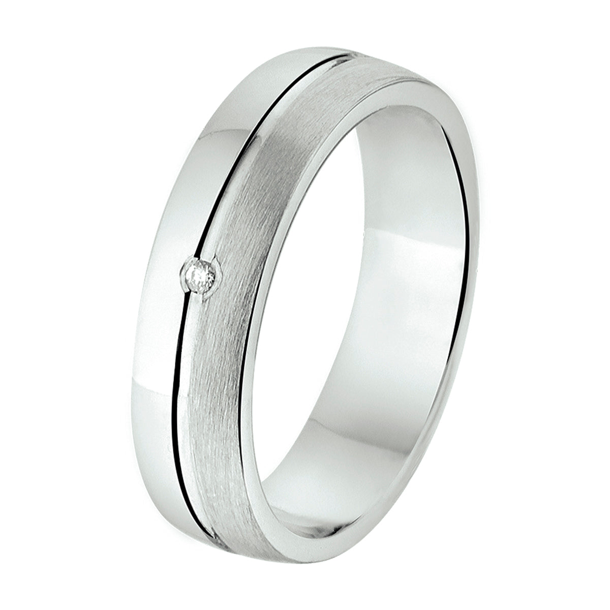 Ring a302 - 5 mm - 0.01ct h si zilver gerhodineerd