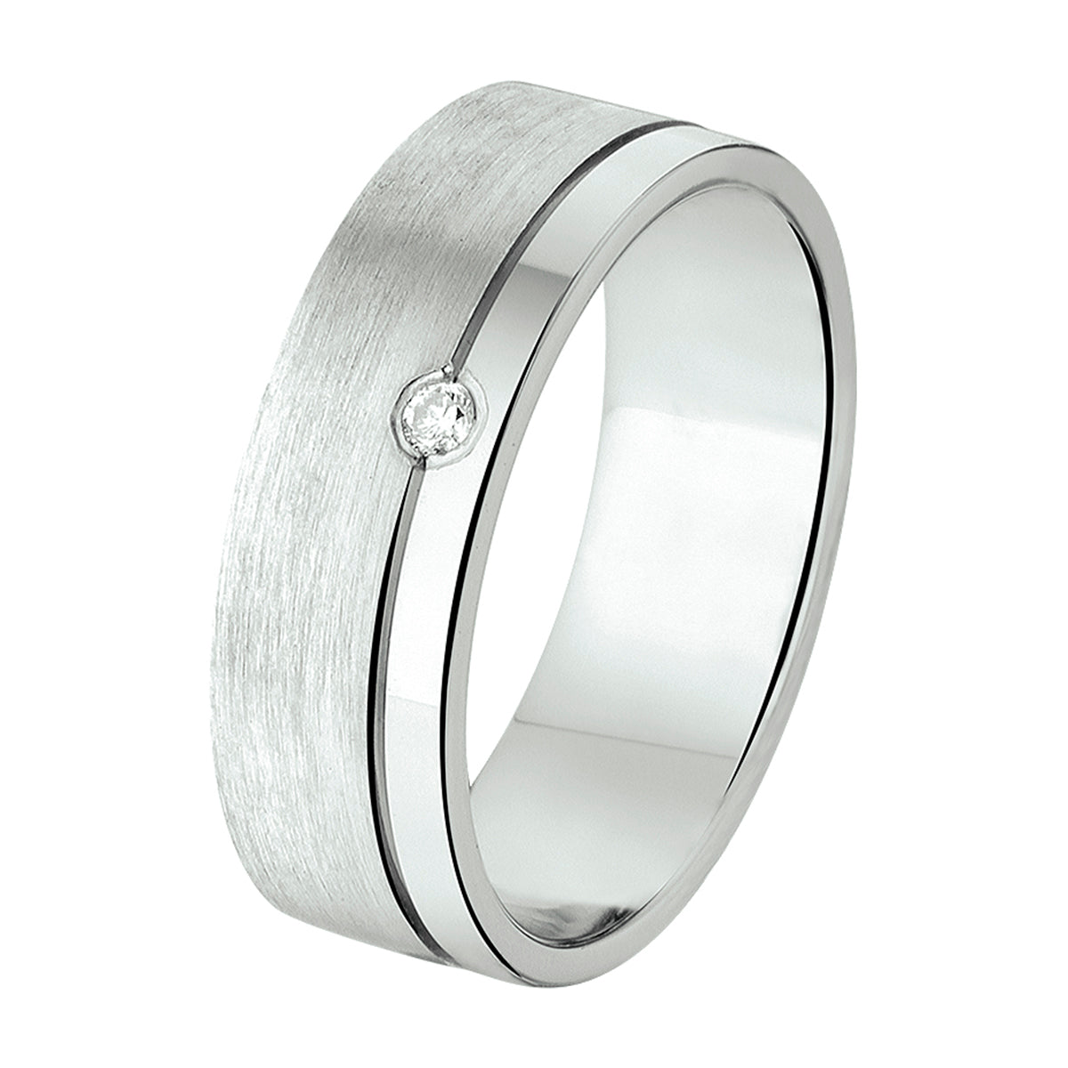 Ring a308 - 6 mm - 0.02ct h si zilver gerhodineerd