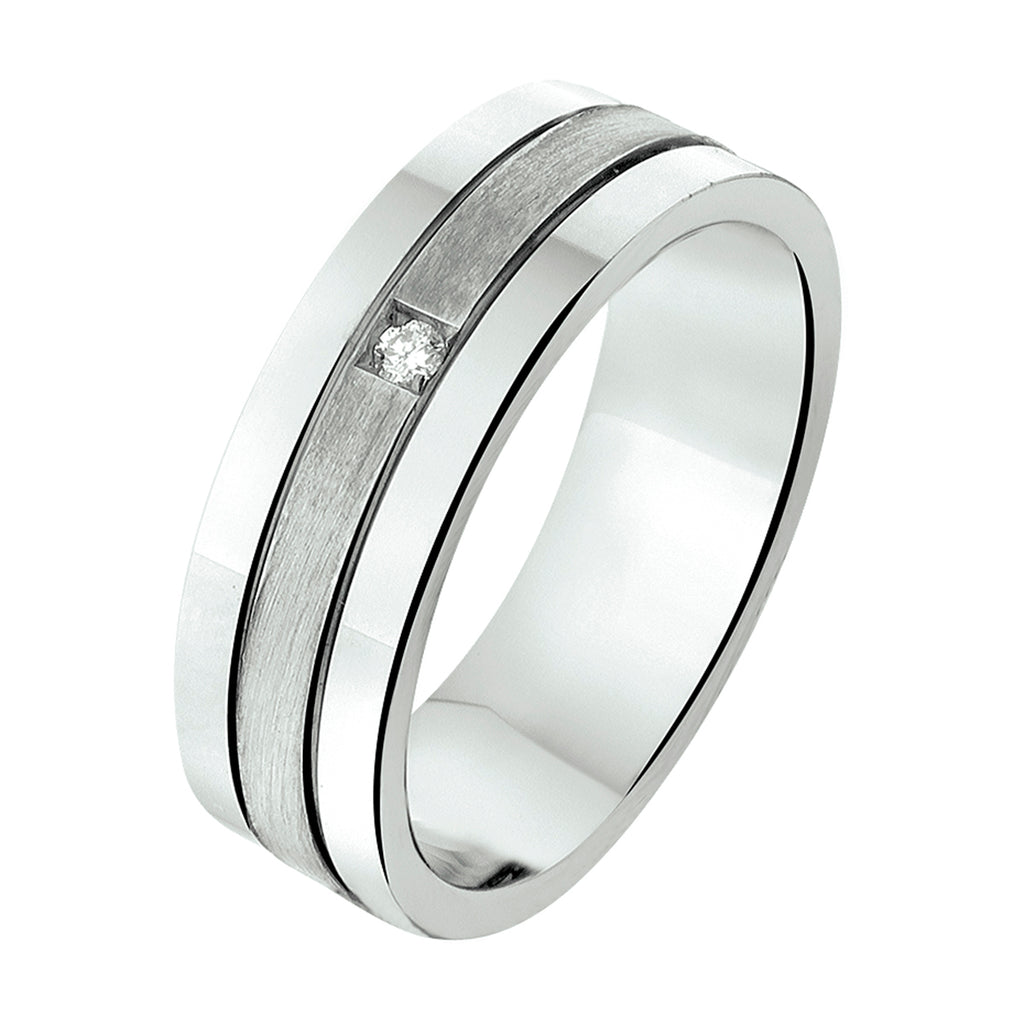 Ring a309 - 6 mm - 0.02ct h si zilver gerhodineerd