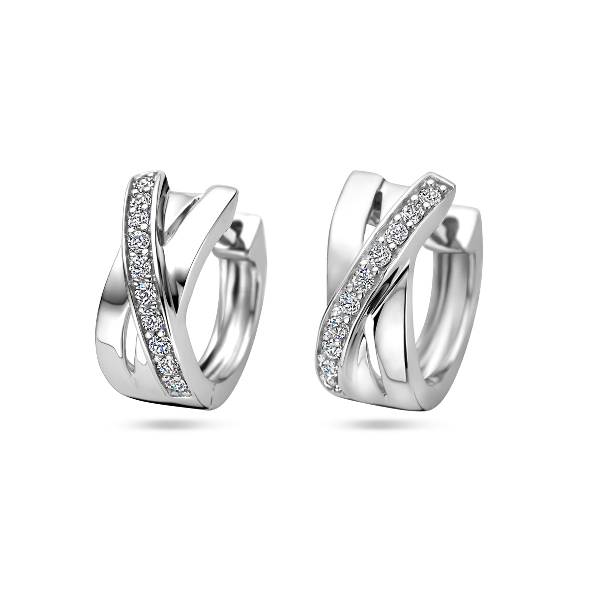 Klapoorringen zirkonia zilver gerhodineerd