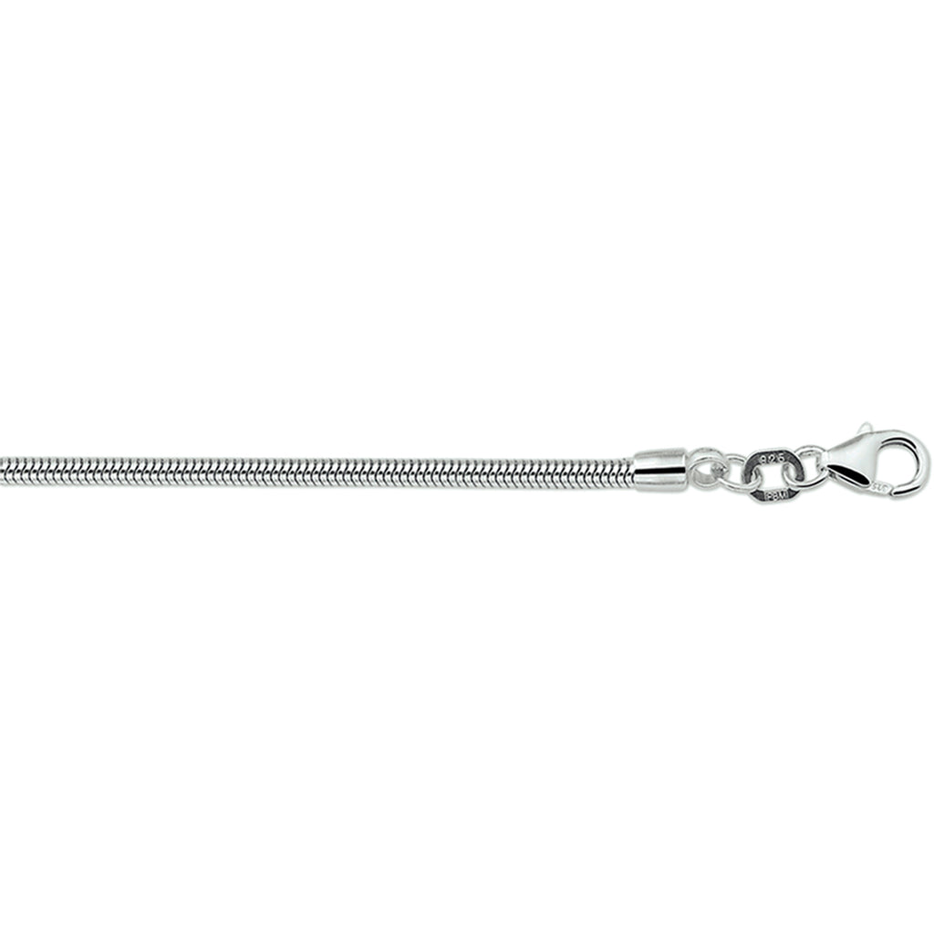 Collier slang rond 2,0 mm zilver gerhodineerd