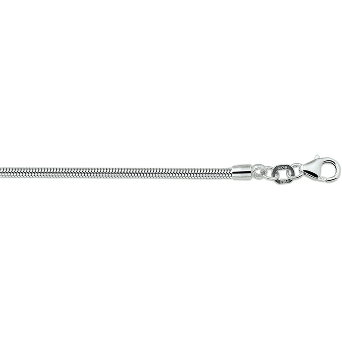 Collier slang rond 2,0 mm zilver gerhodineerd