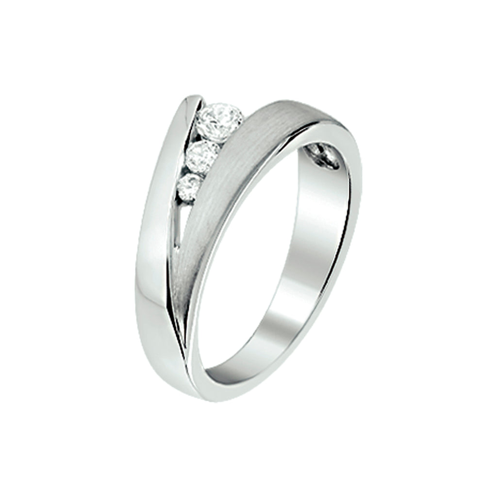 Ring zirkonia poli/mat zilver gerhodineerd