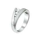 Ring zirkonia poli/mat zilver gerhodineerd